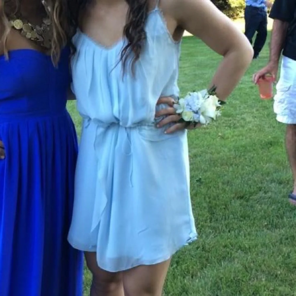 INTERMIX Chelsea Flower Silk Baby Blue Dress - Picture 1 of 7